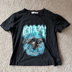 Adika Black Tee with Blue Graphic